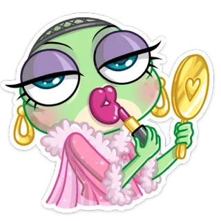 💄 frog, makeup, beauty, cosmetics, glamour, sticker telegram sticker