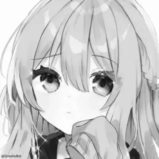 🗿 @QonshuBot Anime, Fille, Mignon, Manga, Portrait, Monochrome whatsapp sticker