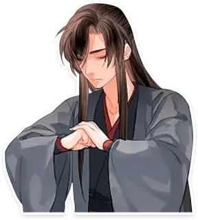 👋 man, long hair, traditional clothing, robe, anime, manga whatsapp sticker