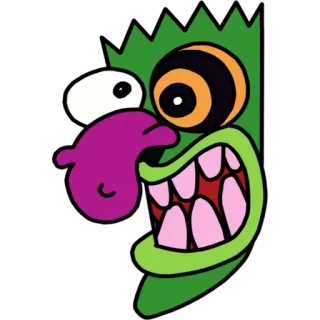 👺 Dessin animé, Monstre, Effrayant, Dents, Créature telegram sticker