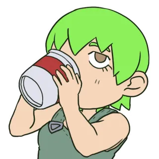 💦 Dessin animé, Boire, Cheveux verts, Anime telegram sticker