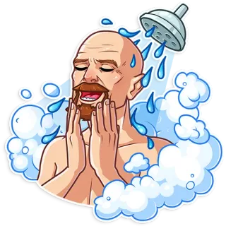 🛀 Dusche, Mann, Wasser, Blasen, kahl, Bart telegram sticker