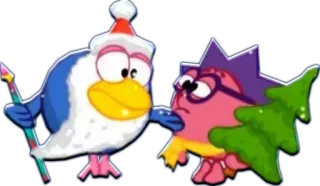 😃 鳥, ハリネズミ, 漫画, クリスマス, 冬 telegram sticker