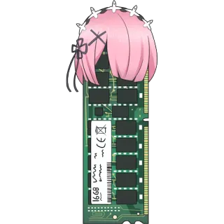 💾 anime, ram, computer, hardware, pink hair, digital art, illustration telegram sticker