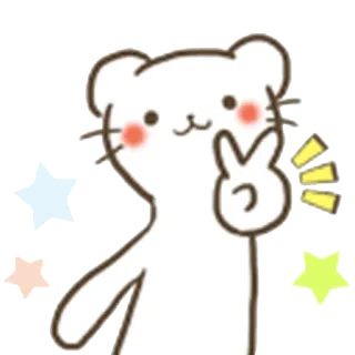 ✌ 可爱, 熊, 卡哇伊, 贴纸, 和平标志, 表情符号 telegram sticker