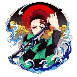 ⚔ Tanjiro Kamado Demon Slayer Anime, Spada, Demon Slayer, Tanjiro, Manga, Azione, Katana whatsapp sticker
