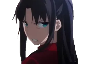 🤬 Rin Tohsaka Fate/stay night anime, cartoon, girl, angry, face, portrait, rin tohsaka telegram sticker