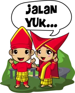 👀 jalan YUK... Kartun, Pasangan, Pakaian tradisional, Indonesia, Budaya Indonesia telegram sticker