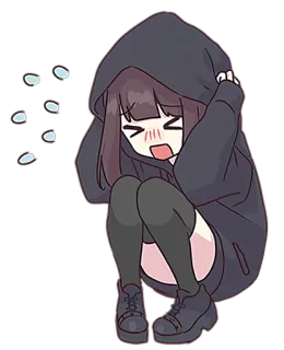 😩 anime, girl, hoodie, scared, cute, cartoon, kawaii telegram sticker