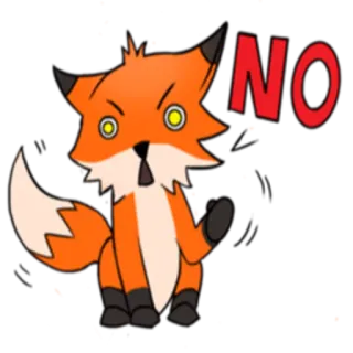 😔 NO キツネ, いいえ, 動物, 漫画, ステッカー telegram sticker
