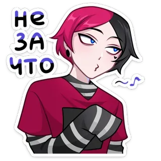 😐 НЕ ЗА ЧТО Anime, Junge, Emo, Cartoon, Sticker, Russisch, Spruch whatsapp sticker