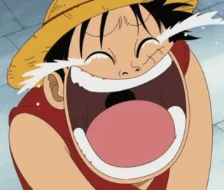 🤌 Luffy One Piece Anime, Płacz, Smutny, Emocjonalny, Manga, Kreskówka whatsapp sticker