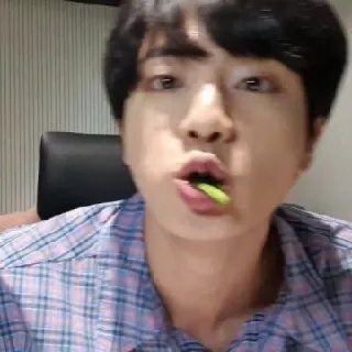 ❣️ Jin kpop, singer, portrait, man, eating, idol telegram sticker