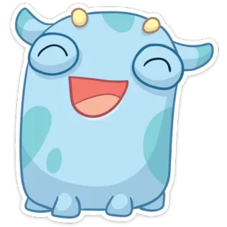 😔 cartone animato, mostro, carino, blu, adesivo, felice, animale telegram sticker