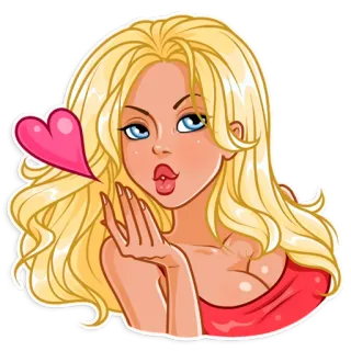 😘 mujer, rubia, beso, corazón, dibujos animados whatsapp sticker