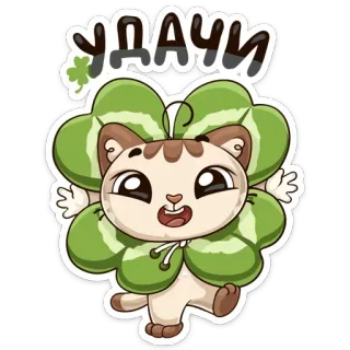 ✌ УДАЧИ kucing, semanggi, semoga berhasil, rusia, kawaii telegram sticker