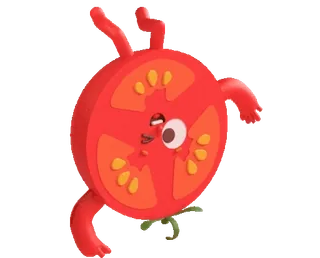 🙃 tomate, dibujos animados, comida, personaje, rojo, fruta, lindo whatsapp sticker