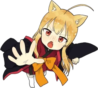 🤚 Anime, Chibi, Personagem, Orelhas de raposa, Kawaii whatsapp sticker