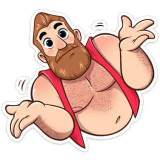 🤷‍♂️ homme, dessin animé, haussement d'épaules, bretelles, barbe whatsapp sticker