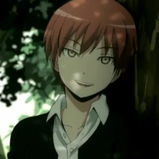 🙂 Karma Akabane Assassination Classroom Anime, Personagem, Menino, Cabelo vermelho, Assassination Classroom telegram sticker