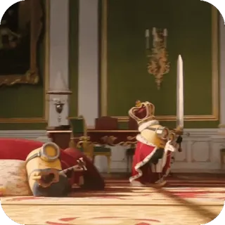 ๐ Minions minions, cartoon, animation, crown, sword, funny, movie, character telegram sticker