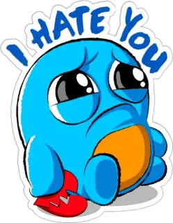 😡 I HATE YOU 혐오, 슬픔, 상처, 만화, 실연, 부정적 감정, 애니메이션 캐릭터 telegram sticker