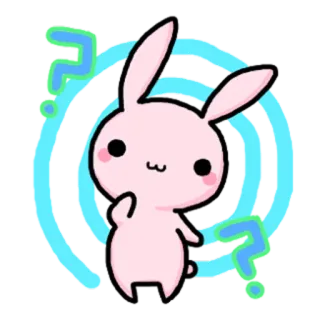 🤔 lapin, mignon, lapin, kawaii, point d'interrogation, rose, animal, dessin animé whatsapp sticker