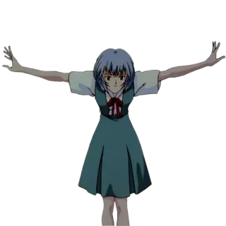 😃 Rei Ayanami Neon Genesis Evangelion Anime, Rei Ayanami, Neon Genesis Evangelion, Personagem, Garota, Uniforme escolar whatsapp sticker