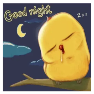 🐥 Good night mengantuk, malam, selamat malam, kartun, bulan, zzz, burung telegram sticker