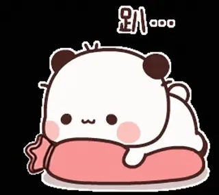 😓 봐... cute, panda, bear, pillow, kawaii, cartoon whatsapp sticker
