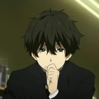🎐 Houtarou Oreki Hyouka anime, boy, Houtarou Oreki, Hyouka, student, character telegram sticker