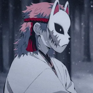 🦊 Sabito Demon Slayer アニメ, マスク, 狐, 鬼滅の刃, 錆兎 telegram sticker