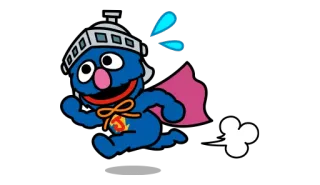 🏃 Grover เซซามีสตรีท, โกรเวอร์, วิ่ง, อัศวิน, การ์ตูน telegram sticker