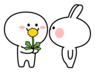 🌺 одуванчик, цветок, милый, кролик, каваий, дружба telegram sticker