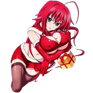 🎁 anime, garota, natal, presente, papai noel, cabelo ruivo telegram sticker