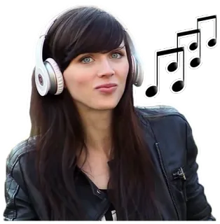 🎧 musique, écouteurs, femme, écoute, beats, son, audio telegram sticker