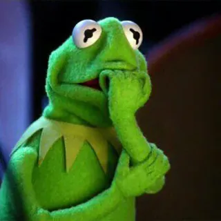 😨 Kermit the Frog 科米, 青蛙, 布偶, 思考, 表情包 telegram sticker