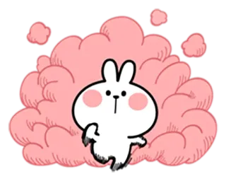 🏃 conejo, lindo, rosa, nube, animal, dibujos animados, cartoon whatsapp sticker