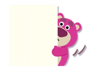 😕 Lotso 抱抱龙, 玩具总动员, 熊, 粉色, 卡通人物, 可爱 whatsapp sticker