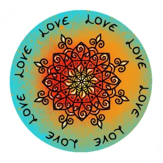 ❤️ LOVE LOVE LOVE LOVE LOVE LOVE 爱, 曼陀罗, 积极, 橙色, 装饰性, 贴纸 telegram sticker