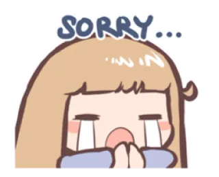 😔 SORRY... desculpa, pedido de desculpas, chorando, desenho animado, fofo telegram sticker