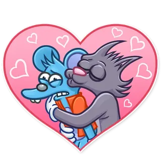 ❤️ Desenho animado, Amor, Coração, Rato, Gato, Afeição, Romance telegram sticker