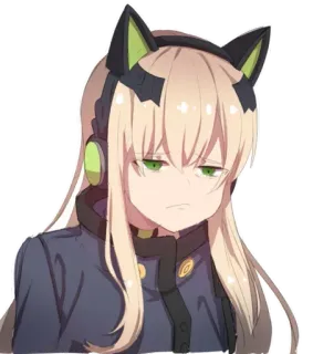 😍 anime, manga, girl, cat ears, headphones, blonde hair, cute whatsapp sticker