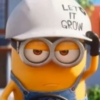 😠 Minion Despicable Me LET IT GROW minion, despicable me, cartoon, funny, builder, helmet telegram sticker
