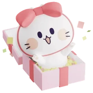 🎁 подарок, мультфильм, животное, милый, коробка, бант, подарок whatsapp sticker