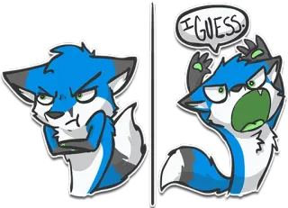 😠 I GUESS. สุนัขจิ้งจอก, สัตว์, การ์ตูน, โกรธ, สีหน้า, ทัศนคติ whatsapp sticker