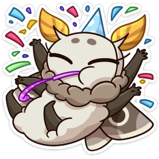 🥳 falena, festa, celebrazione, animale, carino, coriandoli, stravagante telegram sticker