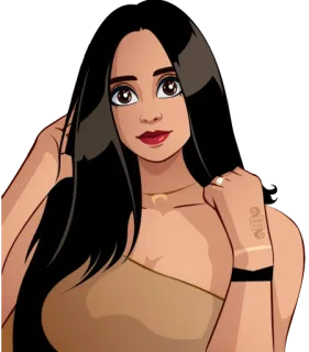 😊 mujer, chica, morena, femenina, retrato, dibujo animado telegram sticker