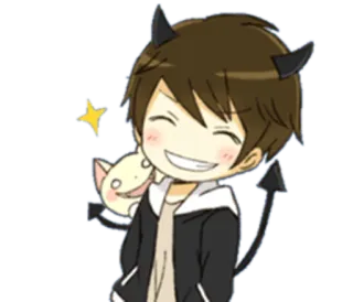 😈 Anime, Diabeł, Słodki, Kreskówka, Demon, Postać telegram sticker
