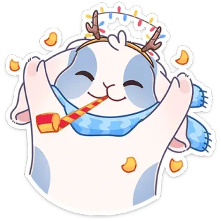 🥳 stiker, hewan, perayaan, pesta, syal, kartun, imut, liburan telegram sticker